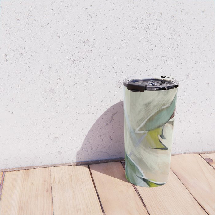 abstract pastel leaves Travel Mug Gallery Image 4