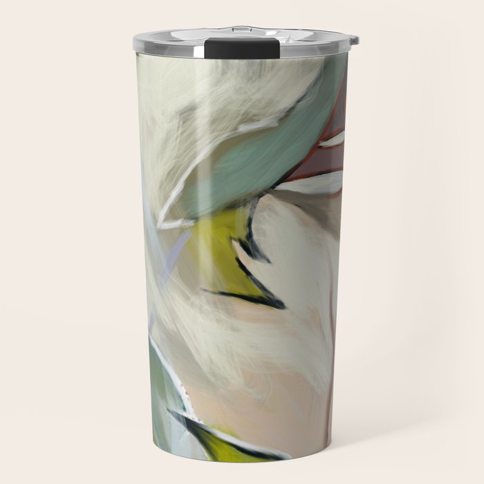 abstract pastel leaves Travel Mug Gallery Image 1