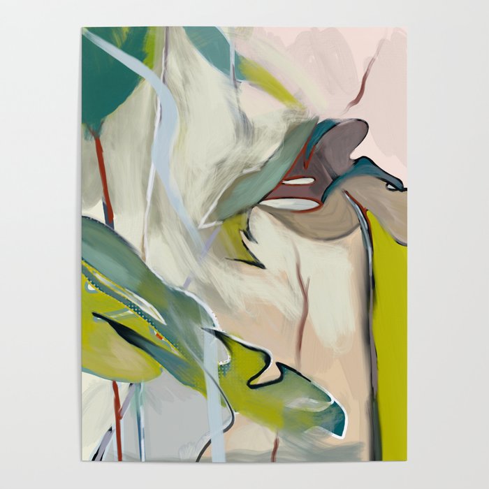 abstract pastel leaves Poster Gallery Image 1