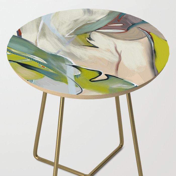 abstract pastel leaves Side Table Gallery Image 2