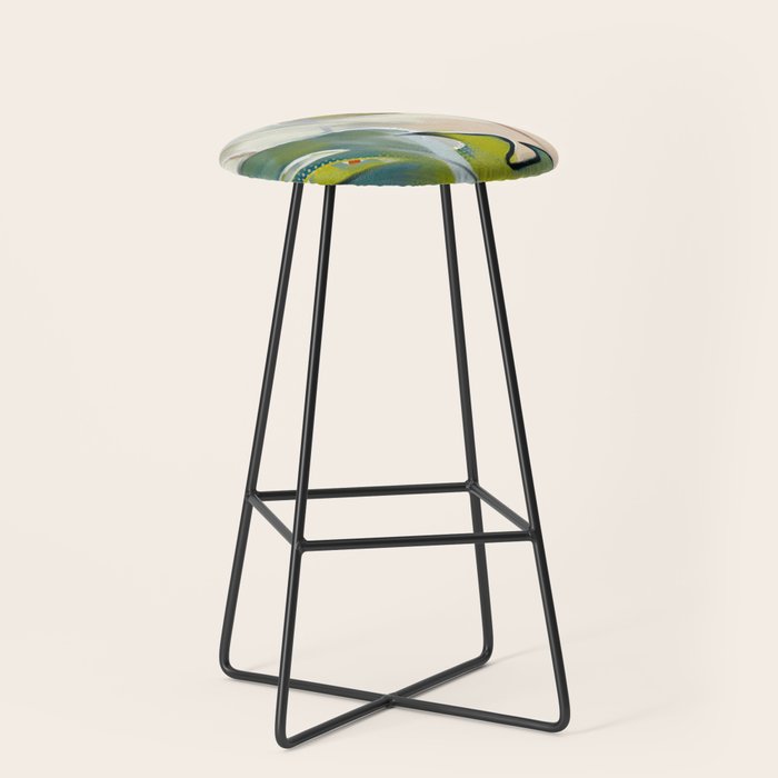 abstract pastel leaves Stool Gallery Image 1