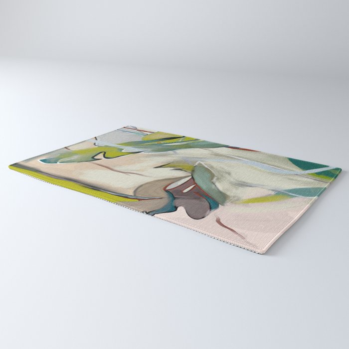 abstract pastel leaves Rug Gallery Image 3