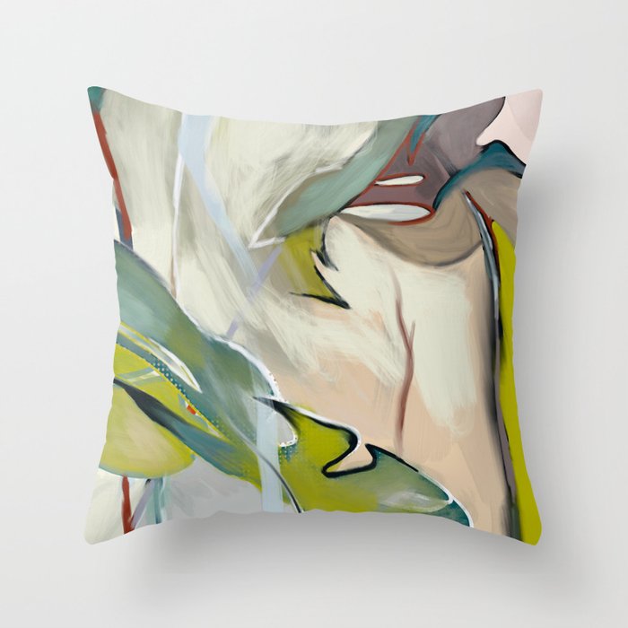 abstract pastel leaves Throw Pillow Gallery Image 1