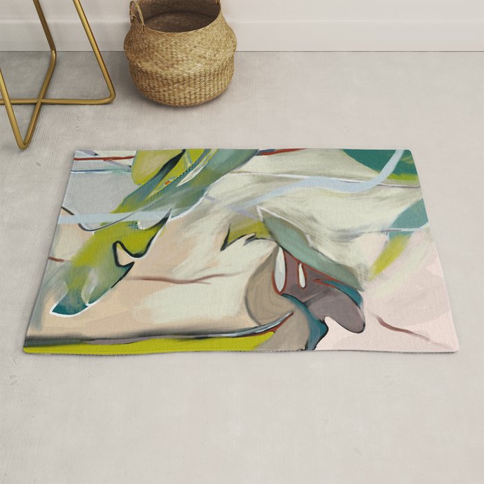 abstract pastel leaves Rug Gallery Image 1