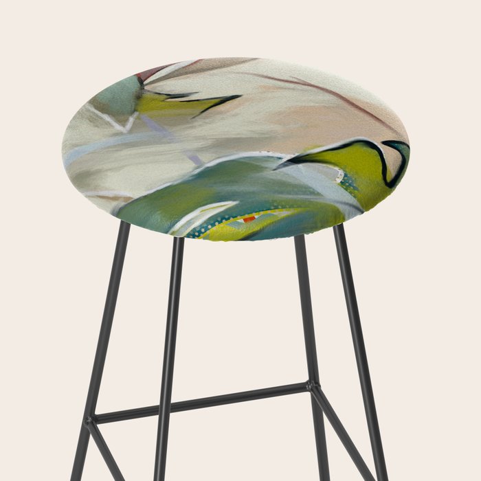 abstract pastel leaves Stool Gallery Image 2