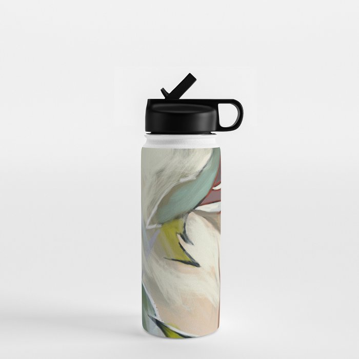 abstract pastel leaves Water Bottle Gallery Image 1