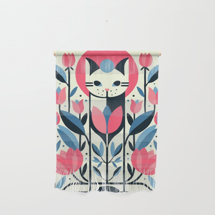 Cat amongst Tulips Wall Hanging Gallery Image 1