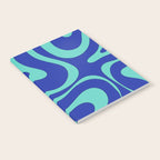 Modern Retro Liquid Swirl Funky Abstract Pattern Bright Blue Aqua Turquoise Notebook Gallery Image 2