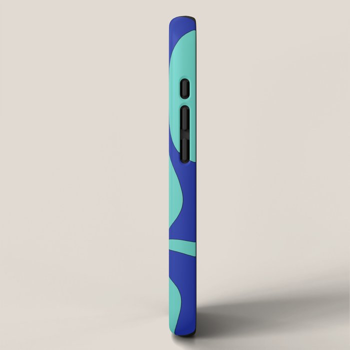 Modern Retro Liquid Swirl Funky Abstract Pattern Bright Blue Aqua Turquoise iPhone Case Gallery Image 2
