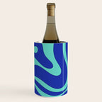 Modern Retro Liquid Swirl Funky Abstract Pattern Bright Blue Aqua Turquoise Wine Chiller Gallery Image 1