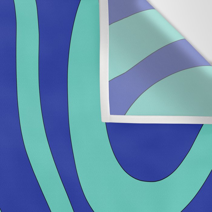 Modern Retro Liquid Swirl Funky Abstract Pattern Bright Blue Aqua Turquoise Wall Tapestry Gallery Image 3