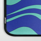 Modern Retro Liquid Swirl Funky Abstract Pattern Bright Blue Aqua Turquoise Laptop Sleeve Gallery Image 3