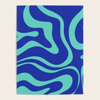 Modern Retro Liquid Swirl Funky Abstract Pattern Bright Blue Aqua Turquoise Poster Gallery Image 4