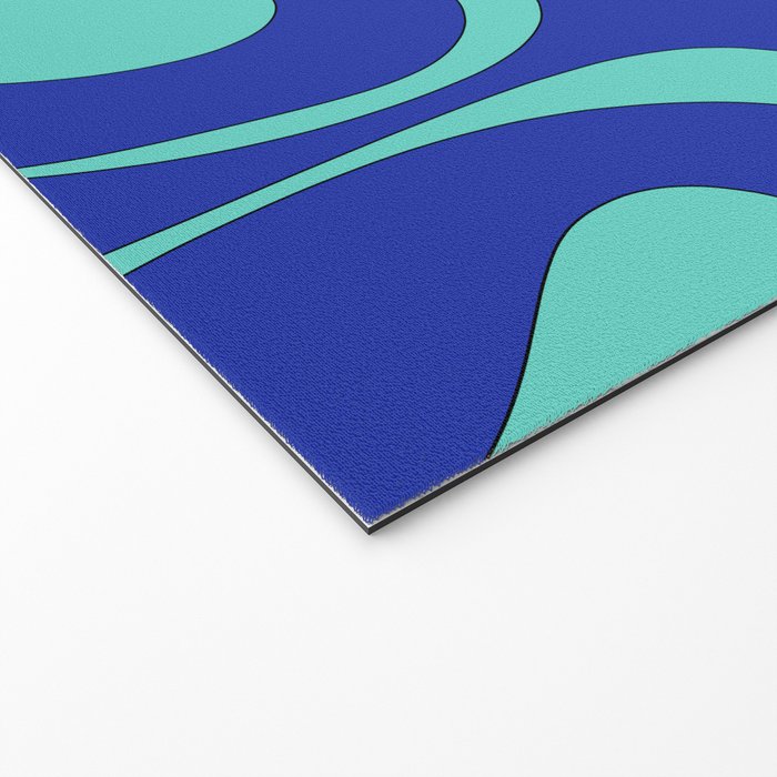 Modern Retro Liquid Swirl Funky Abstract Pattern Bright Blue Aqua Turquoise Welcome Mat Gallery Image 2