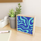 Modern Retro Liquid Swirl Funky Abstract Pattern Bright Blue Aqua Turquoise Mini Art Print Gallery Image 2