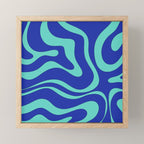 Modern Retro Liquid Swirl Funky Abstract Pattern Bright Blue Aqua Turquoise Mini Art Print Gallery Image 1