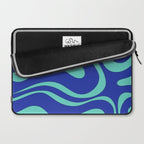 Modern Retro Liquid Swirl Funky Abstract Pattern Bright Blue Aqua Turquoise Laptop Sleeve Gallery Image 2
