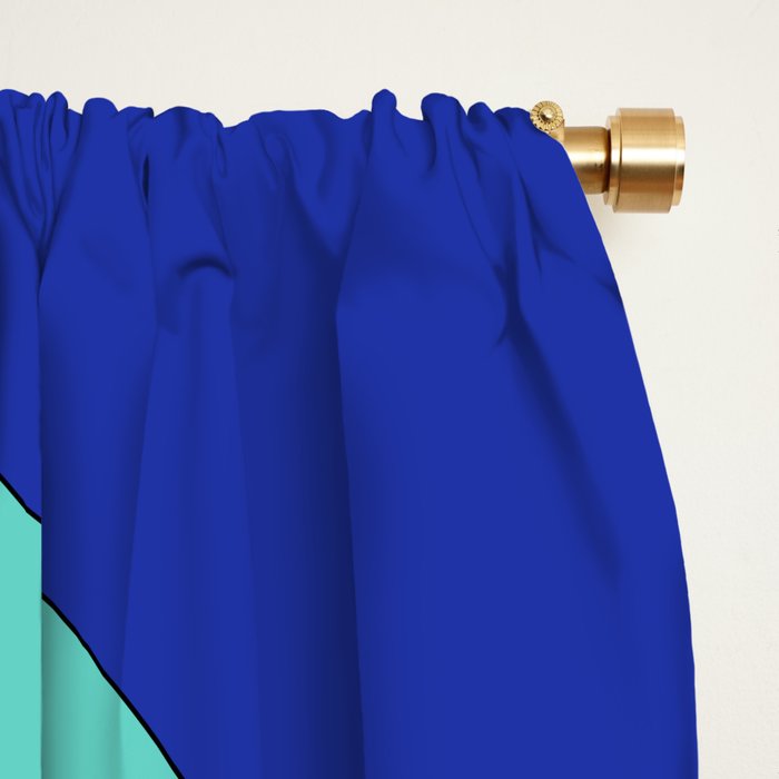 Modern Retro Liquid Swirl Funky Abstract Pattern Bright Blue Aqua Turquoise Window Curtain Gallery Image 2