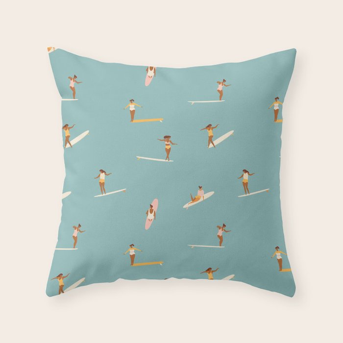 Surf girls Throw Pillow Gallery Image 6