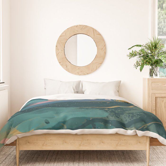 "You Are Worthy" Midnight Background Duvet Cover Gallery Image 3