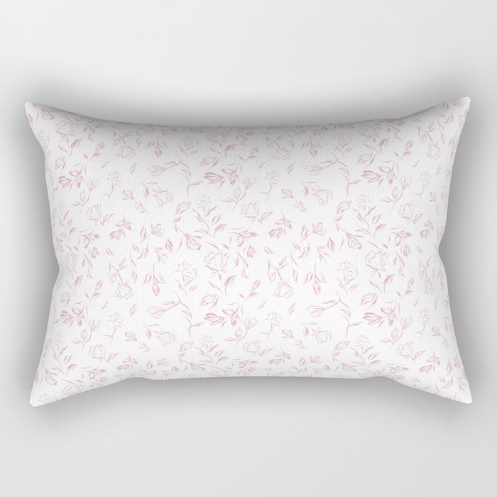 Pink romantic wildflowers Rectangular Pillow Gallery Image 1