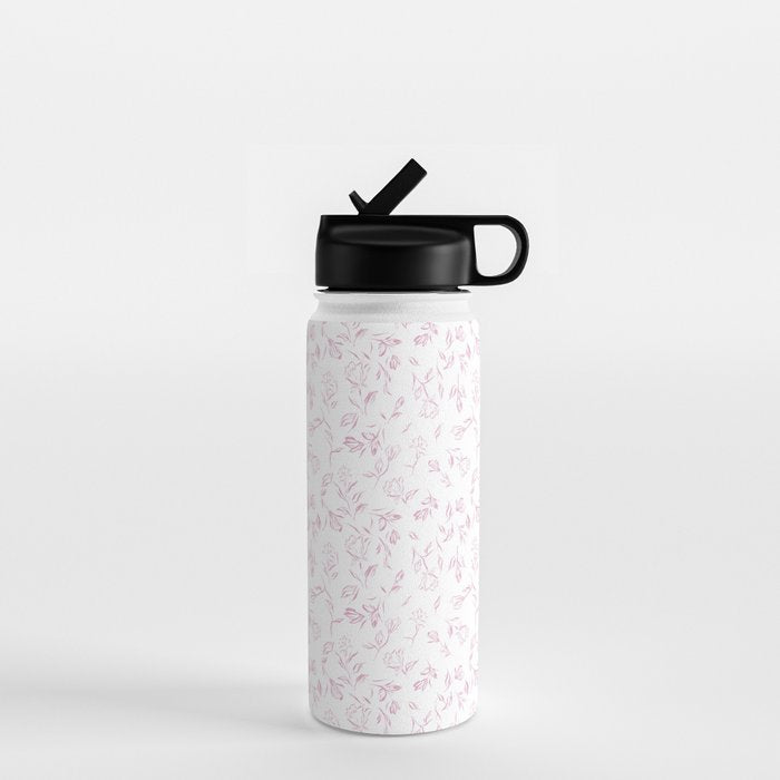 Pink romantic wildflowers Water Bottle Gallery Image 1