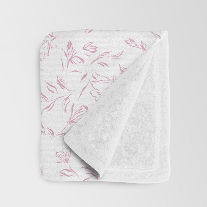 Pink romantic wildflowers Throw Blanket Gallery Image 3