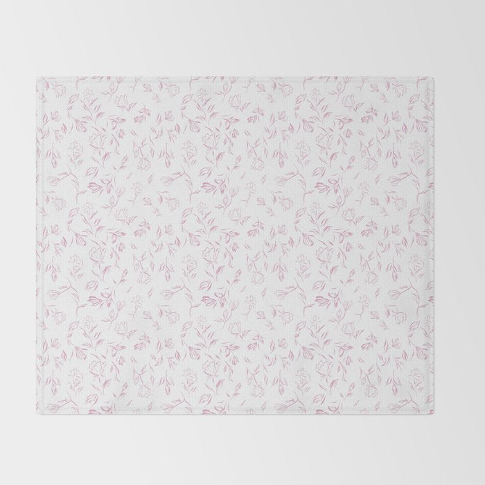 Pink romantic wildflowers Throw Blanket Gallery Image 2