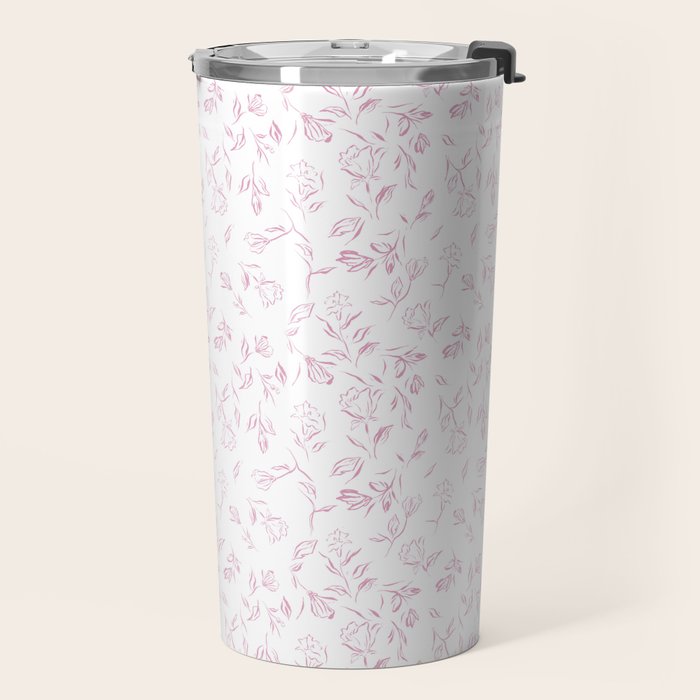 Pink romantic wildflowers Travel Mug Gallery Image 2