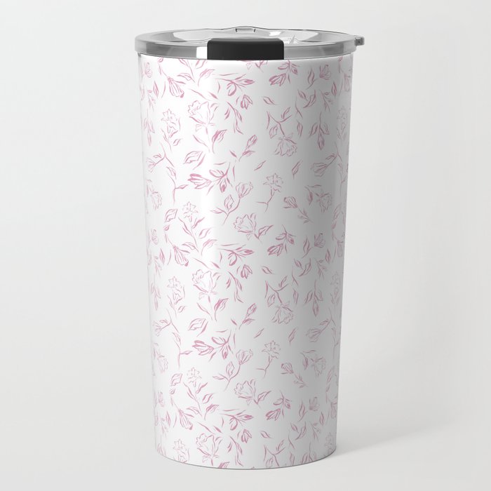 Pink romantic wildflowers Travel Mug Gallery Image 1