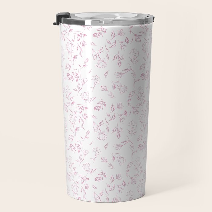 Pink romantic wildflowers Travel Mug Gallery Image 3