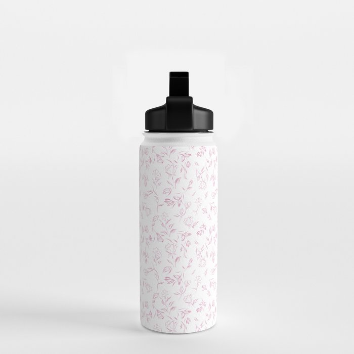 Pink romantic wildflowers Water Bottle Gallery Image 2