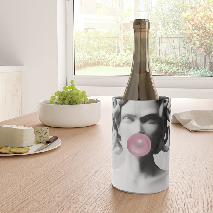 Medusa blowing pink bubblegum bubble II Wine Chiller Gallery Image 4