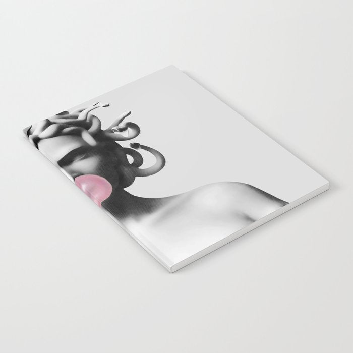 Medusa blowing pink bubblegum bubble II Notebook Gallery Image 1