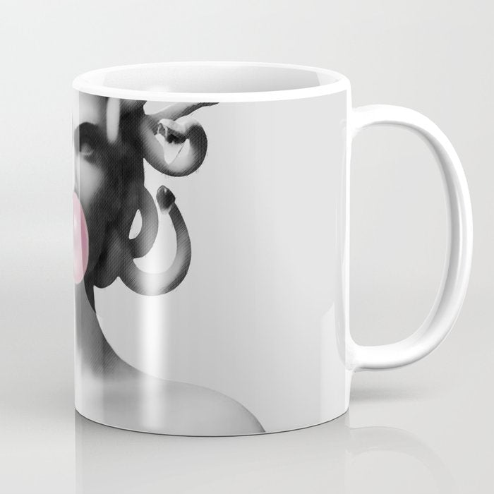 Medusa blowing pink bubblegum bubble II Coffee Mug Gallery Image 1