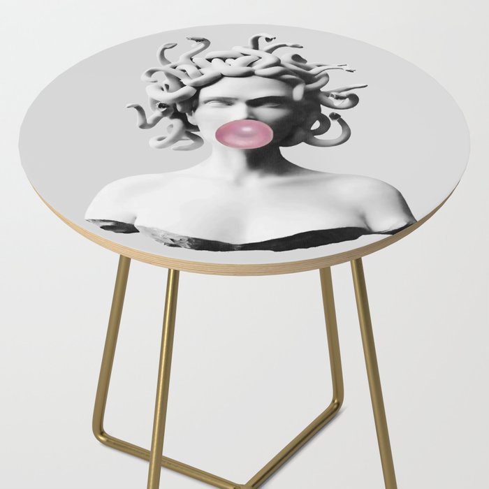 Medusa blowing pink bubblegum bubble II Side Table Gallery Image 2