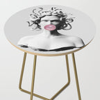 Medusa blowing pink bubblegum bubble II Side Table Gallery Image 2