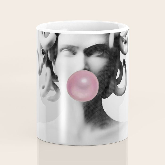 Medusa blowing pink bubblegum bubble II Coffee Mug Gallery Image 4