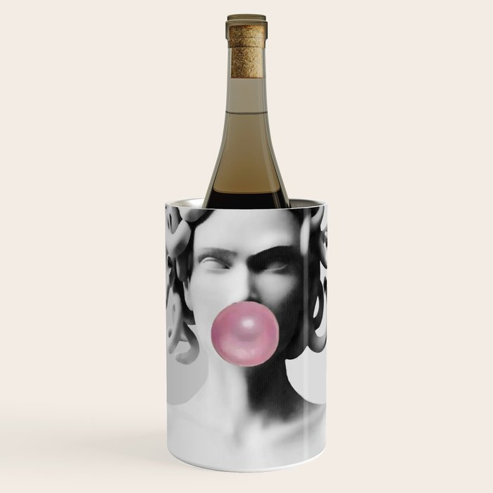 Medusa blowing pink bubblegum bubble II Wine Chiller Gallery Image 1