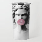 Medusa blowing pink bubblegum bubble II Travel Mug Gallery Image 1