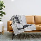 Medusa blowing pink bubblegum bubble II Throw Blanket Gallery Image 1