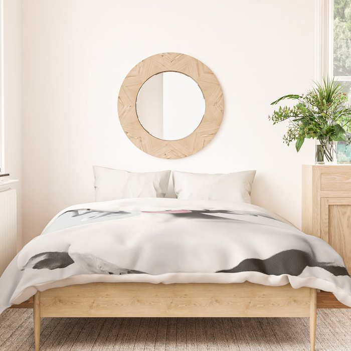 Medusa blowing pink bubblegum bubble II Duvet Cover Gallery Image 3