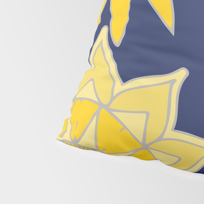 Sunshine yellow navy blue abstract floral mandala Pillow Sham Gallery Image 4
