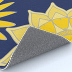 Sunshine yellow navy blue abstract floral mandala Rug Gallery Image 4