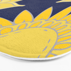 Sunshine yellow navy blue abstract floral mandala Bath Mat Gallery Image 3