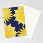 Sunshine yellow navy blue abstract floral mandala Stationery Card Gallery Image 2