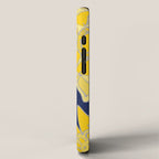 Sunshine yellow navy blue abstract floral mandala iPhone Case Gallery Image 2