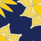 Sunshine yellow navy blue abstract floral mandala Coffee Mug Gallery Image 2