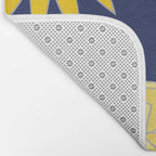 Sunshine yellow navy blue abstract floral mandala Bath Mat Gallery Image 2