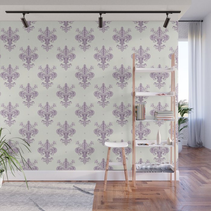 French Lavender Fleur De Lis Wall Mural Gallery Image 1